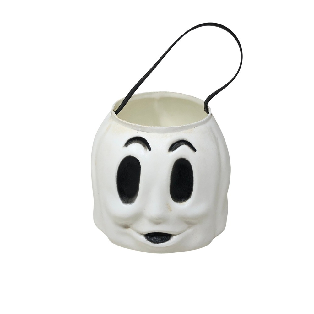 Vintage Empire Ghost Halloween Blow Mold Candy Pail White Casper Bucket